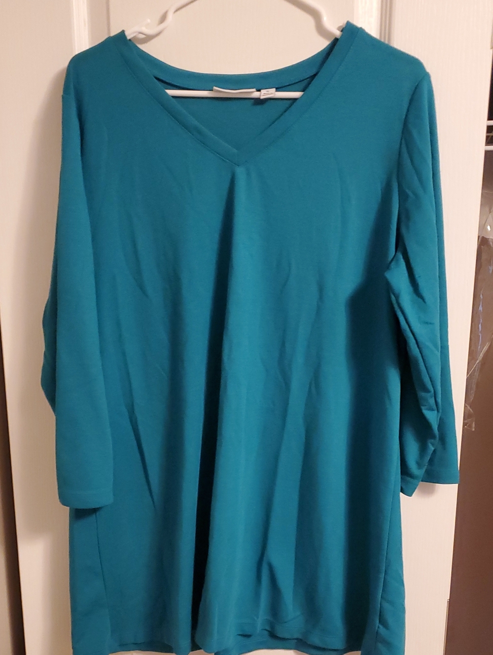 Susan Graver Teal V-Neck Tunic Top